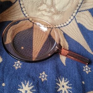 Corning Visionware Amber Pyrex 9" Frying Pan Skillet
